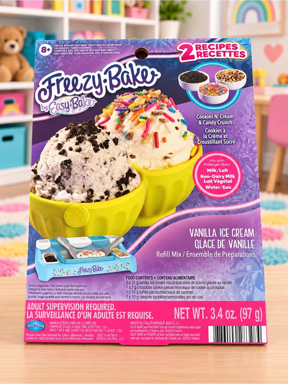 Easy-Bake Freezy-Bake Vanilla Ice Cream Refill Mix Cookies N’ Cream Candy Crunch - Picture 1 of 3